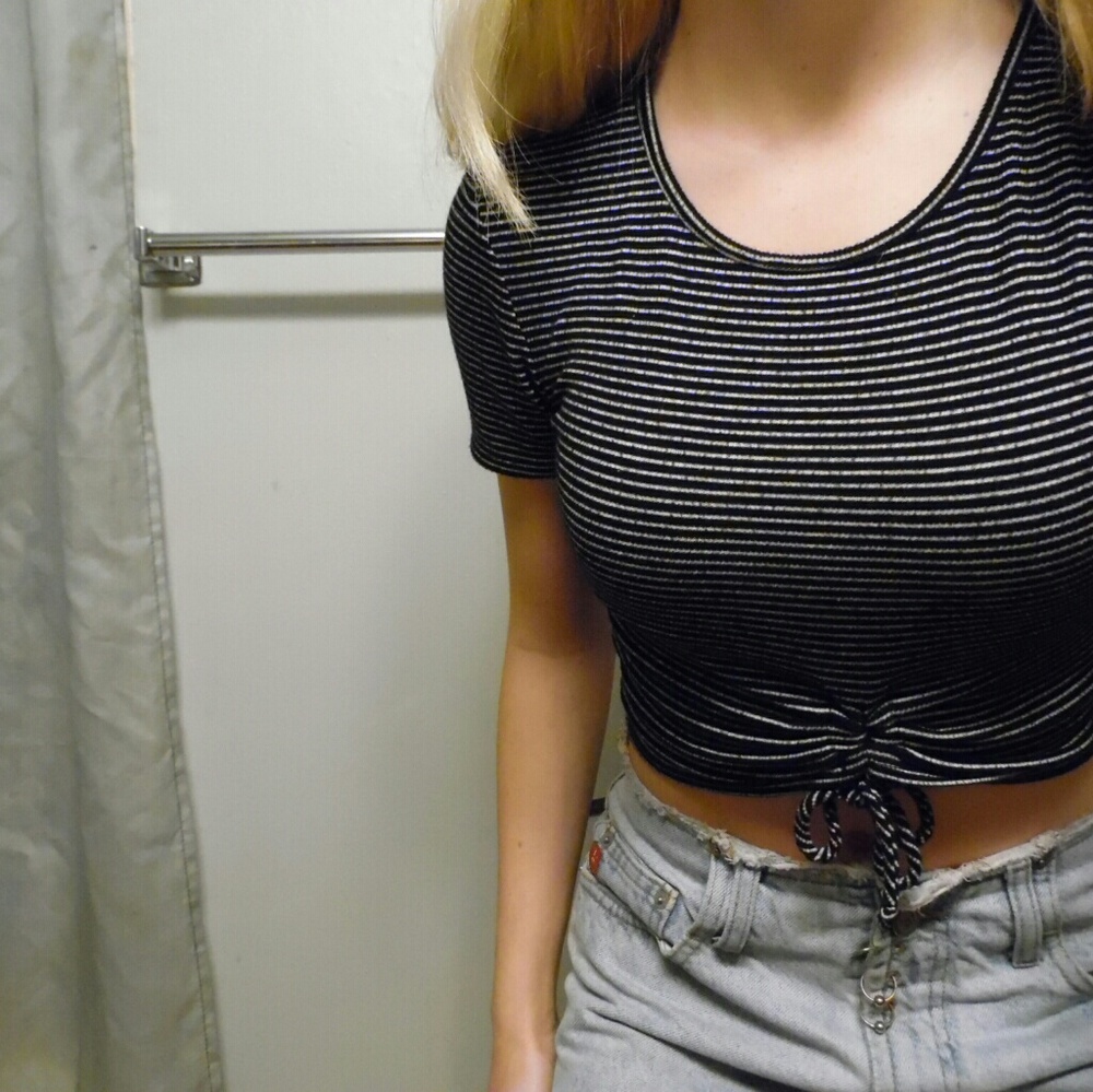 A black and white striped croptop from forever 21